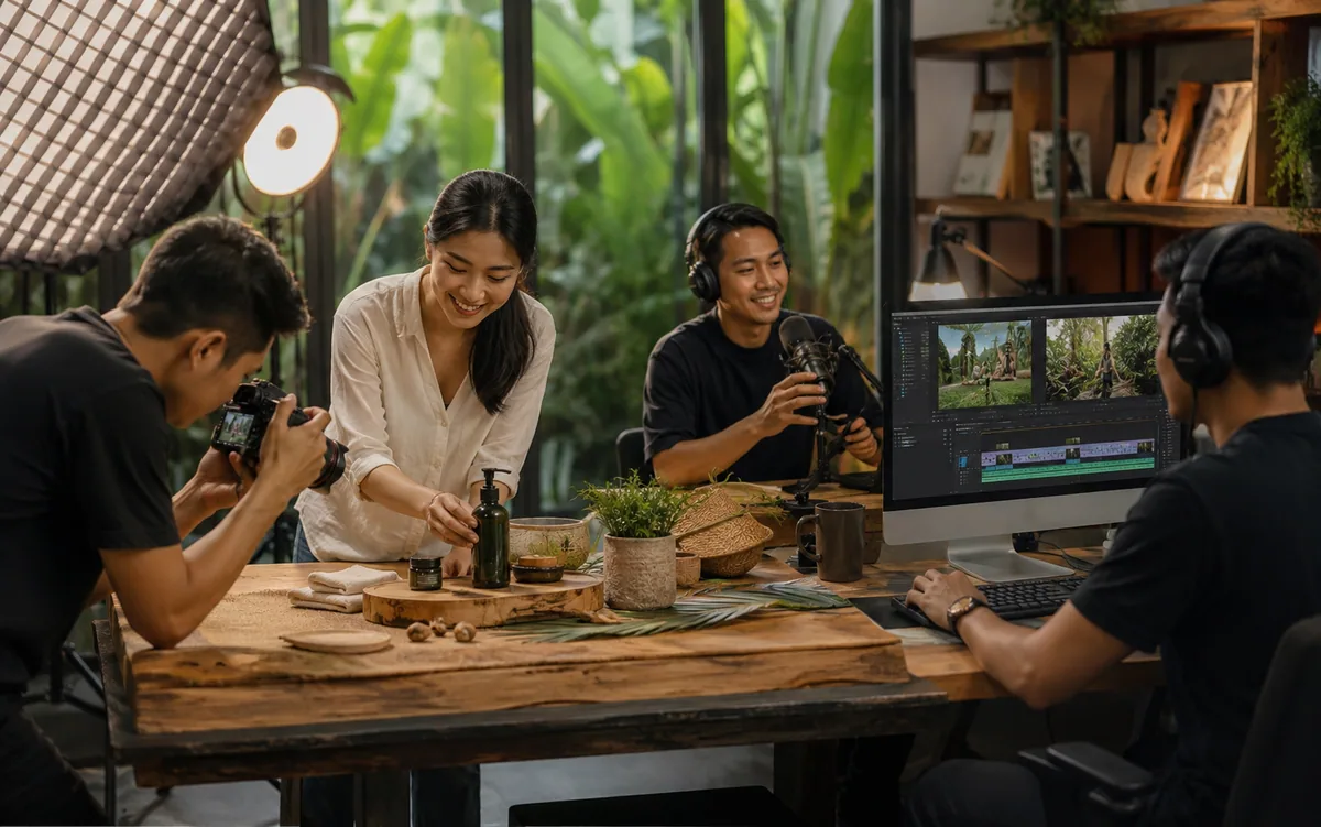 Tim media dan kreatif Bali memproduksi konten, branding, promosi digital, serta dokumentasi usaha